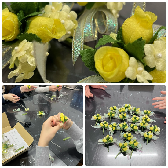 卒業生のために　"コサージュつくり"