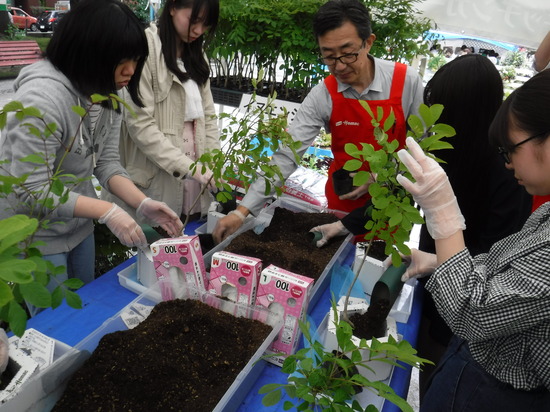 ”花フェスタ札幌”で植樹体験