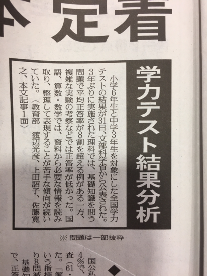 学力テスト実施（その1）