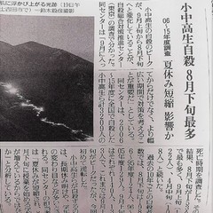 小中高生の自殺　8月下旬最多