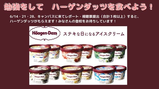 勉強をして、ハーゲンダッツを食べよう！